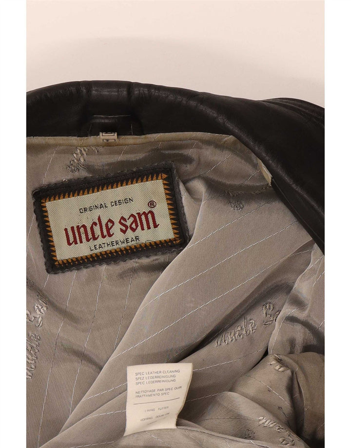 Chaleco de cuero para hombre Tío Sam Cuero negro grande