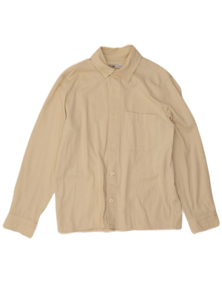 Zara Hombre Camisa Algodón Beige Medio