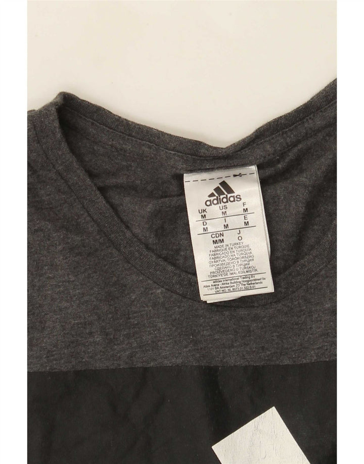 Adidas Hombre Camiseta Gráfica Top Algodón Gris Medio