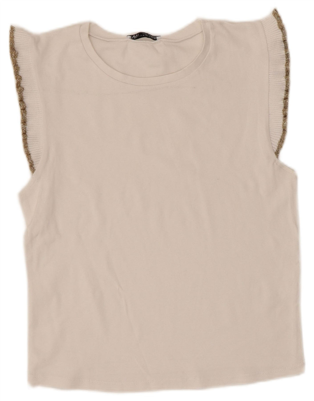 Zara Mujer Blusa Sin Mangas Top UK 42 Medium Blanco