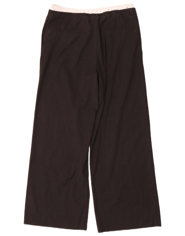 Zara Mujer Pantalón Ancho Ancho Small W26 L30 Poliéster Negro