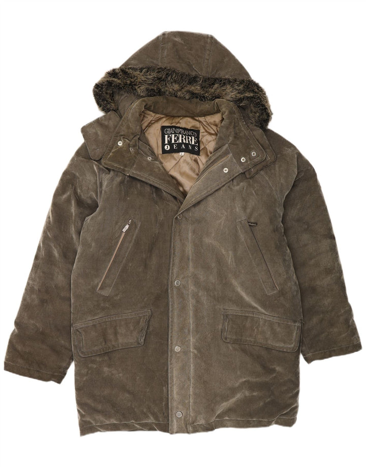 Gianfranco Ferre Chaqueta parka con capucha para hombre UK 40 Large Grey