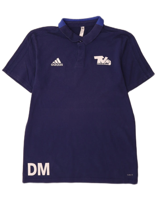 Adidas Mens Climalite Graphic Polo Shirt Grande Azul Marino Colorblock Algodón