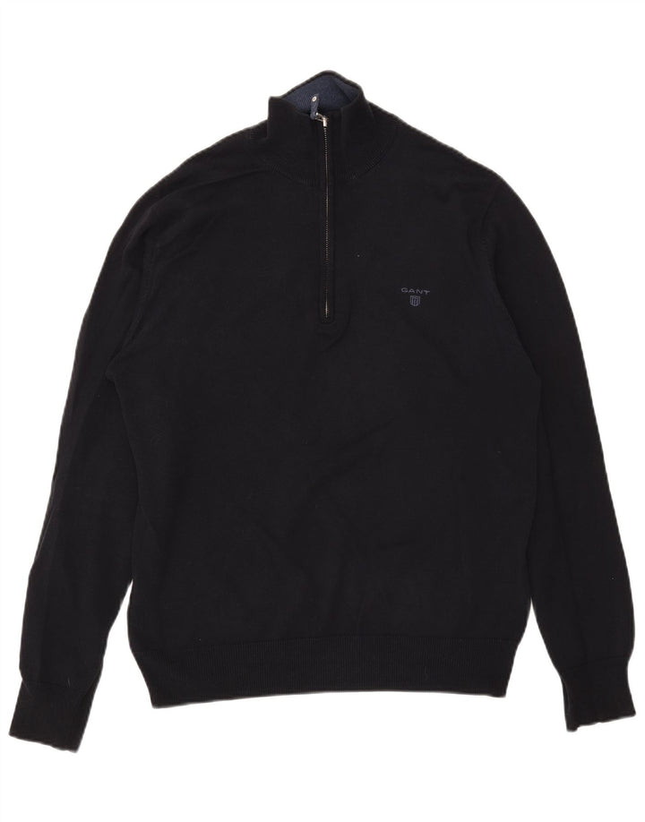 Gant Jersey De Cuello Con Cremallera Para Hombre Jersey De Algodón Azul Marino Mediano
