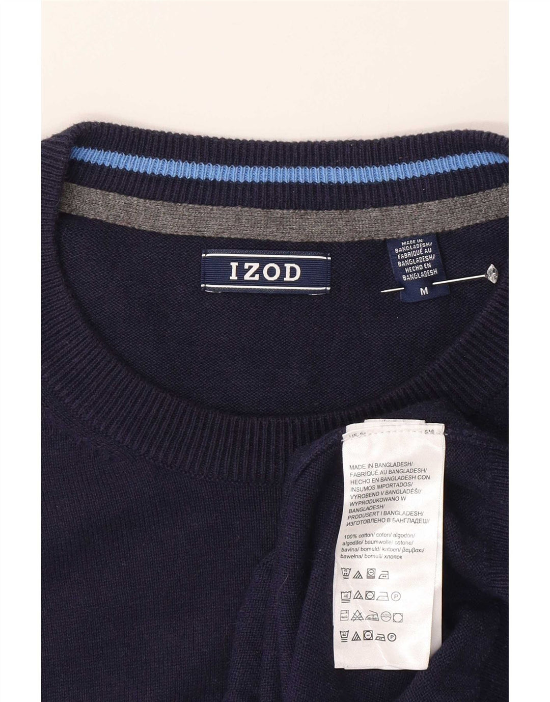 Izod Hombre Jersey De Cuello Redondo Jersey De Algodón Azul Marino Medio