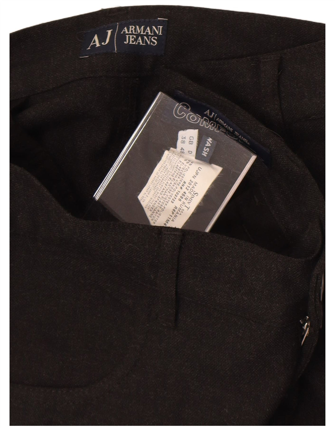 Armani Pantalones casuales rectos para hombre IT 48 Medium W32 L27 Poliéster negro