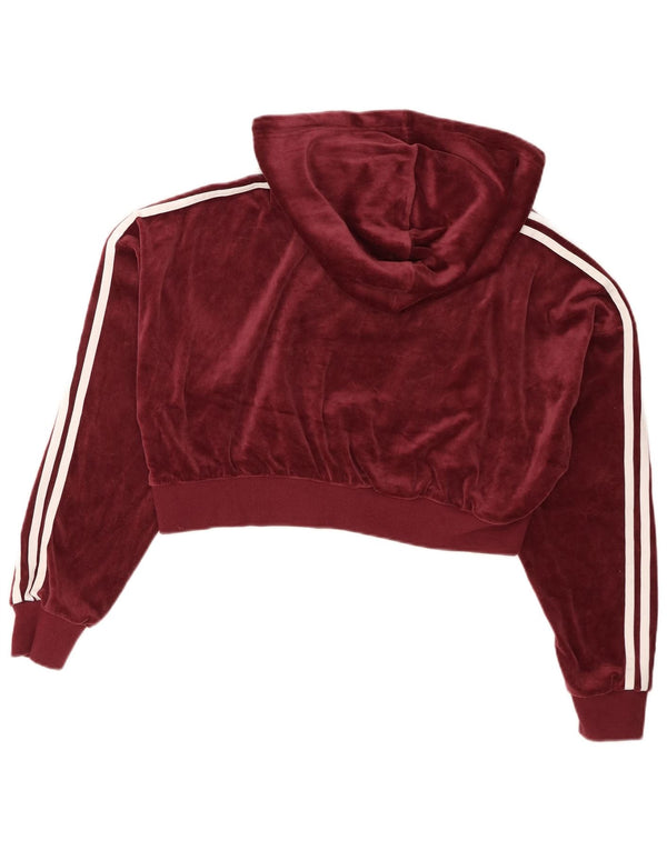 Adidas - Sudadera con capucha de terciopelo para mujer, talla grande, color burdeos