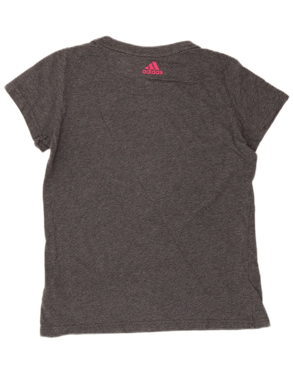 Adidas Camiseta gráfica para mujer Top UK 12/14 Algodón gris medio