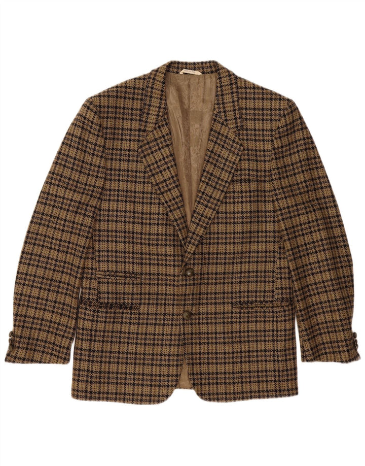 Luigi Botto Chaqueta tipo blazer de 2 botones para hombre UK 40 Large Lana de pata de gallo marrón