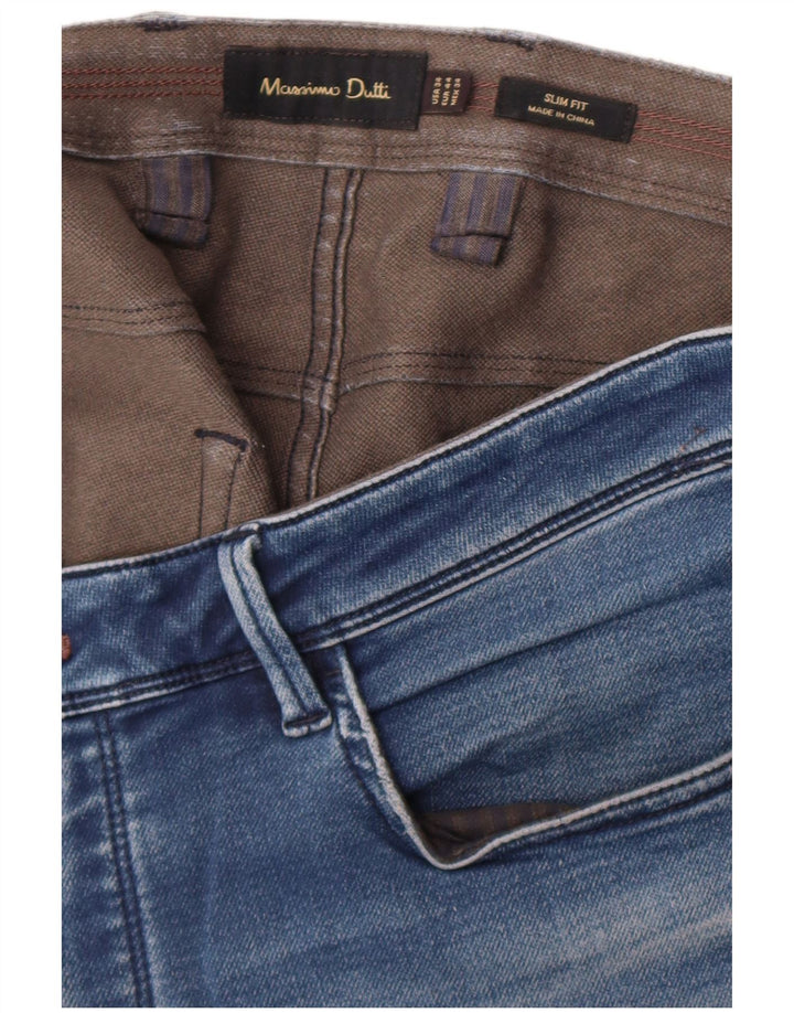Massimo Dutti Vaqueros Slim Hombre EU 44 Large W34 L32 Azul