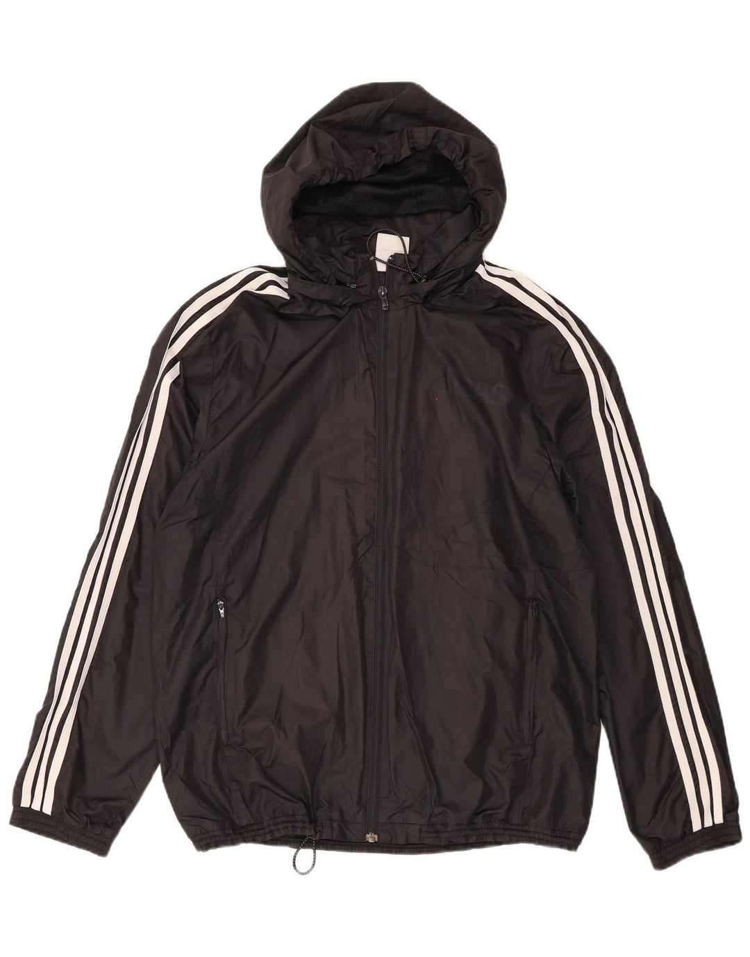 Adidas Chaqueta impermeable con capucha para hombre UK 38 Mediano Negro Poliéster
