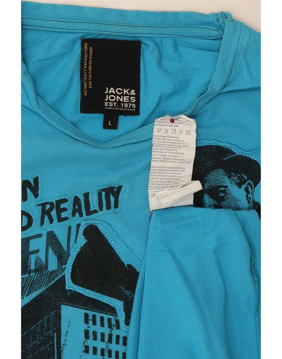 Jack & Jones Hombre Baltimore Graphic Camiseta Top Grande Algodón Azul