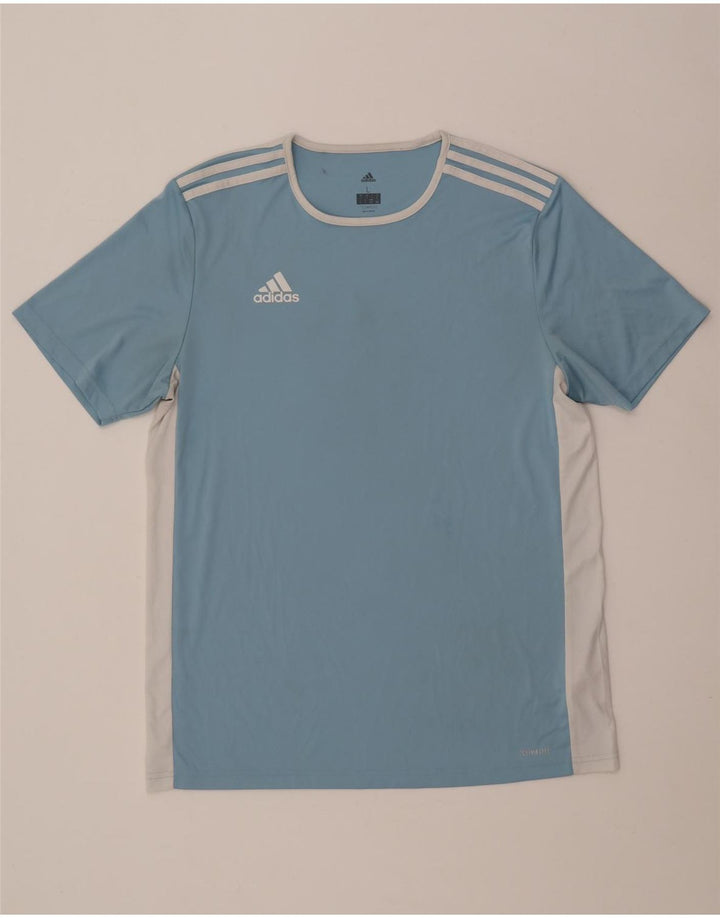 Adidas Hombre Climalite Camiseta Top Grande Azul Colorblock Poliéster