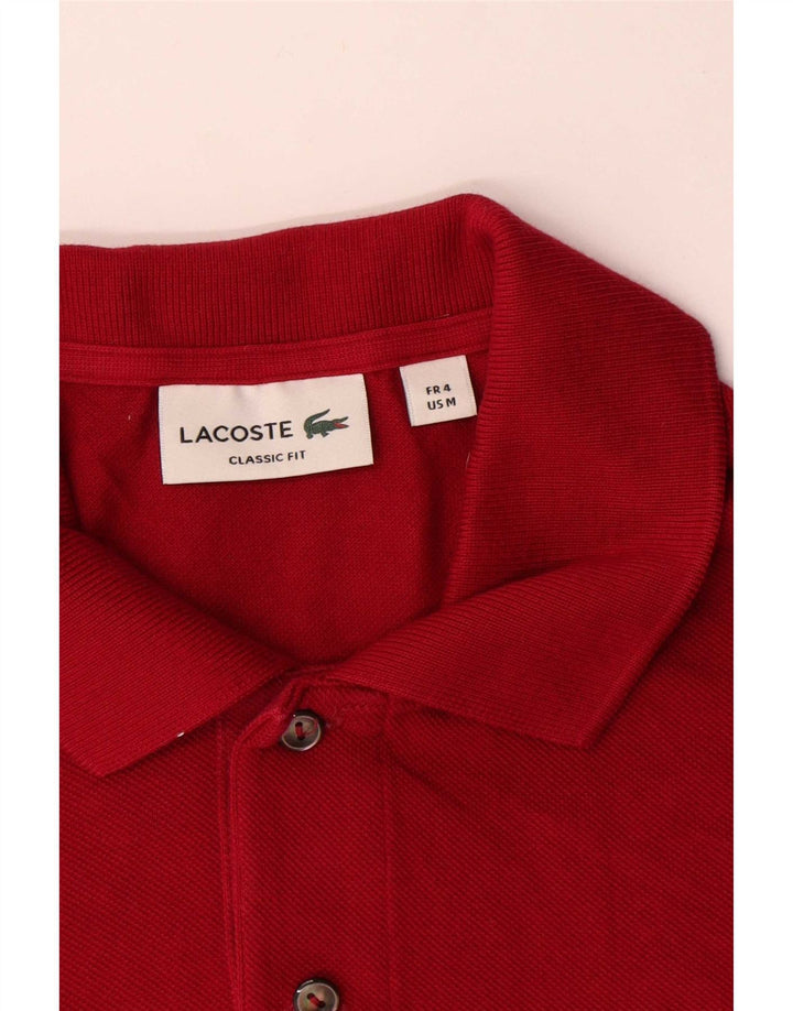Lacoste Polo de ajuste clásico para hombre, talla 4, algodón rojo mediano