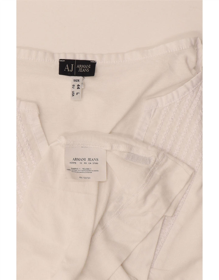Armani Jeans Blusa para Mujer Top UK 46 Grande Algodón Blanco