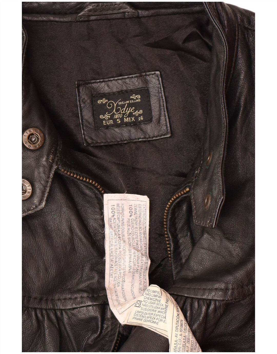 XDYE Chaqueta de cuero para mujer UK 10 Small Black Leather Biker