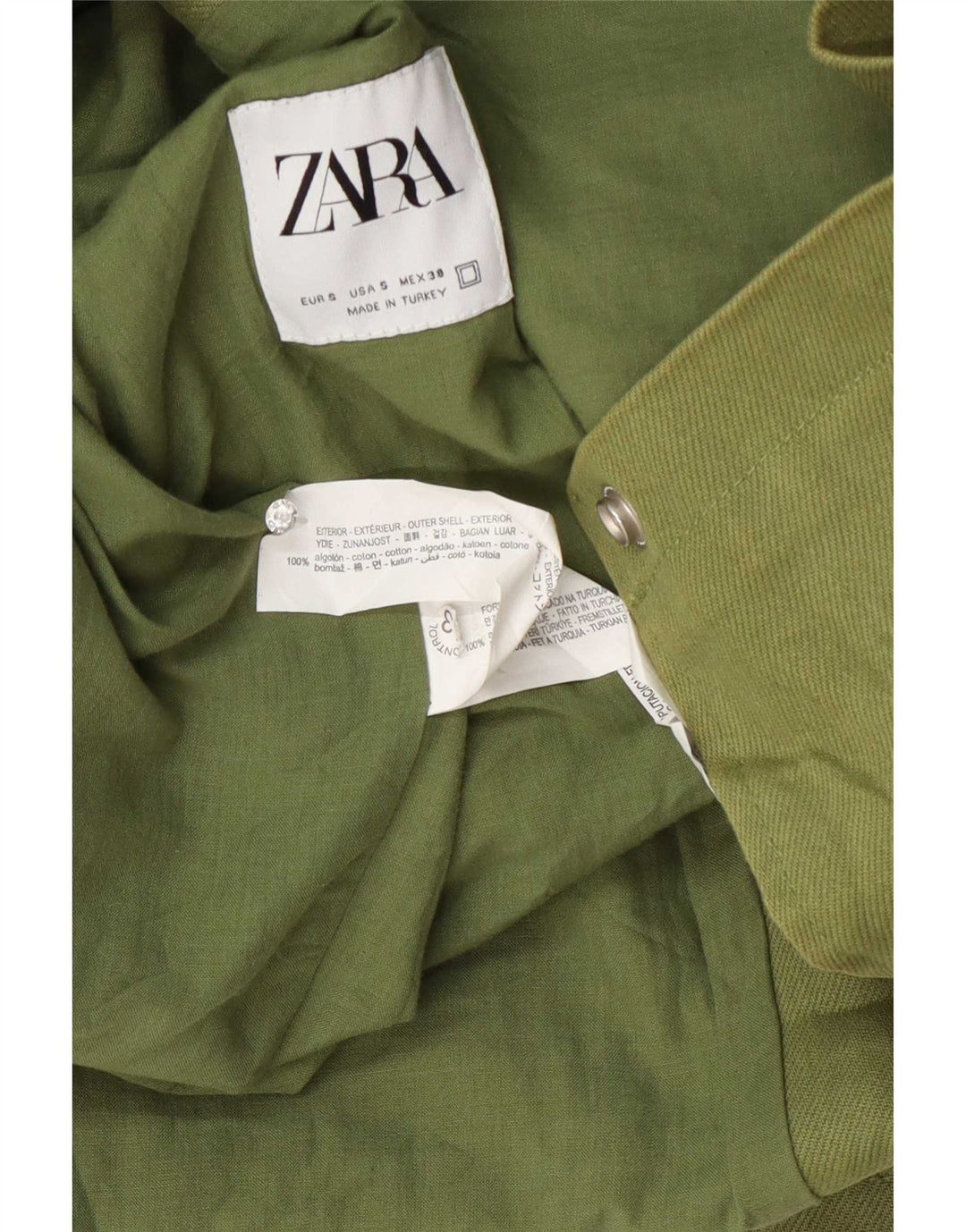 Zara Mens Bomber Jacket UK 36 Small Verde Algodón