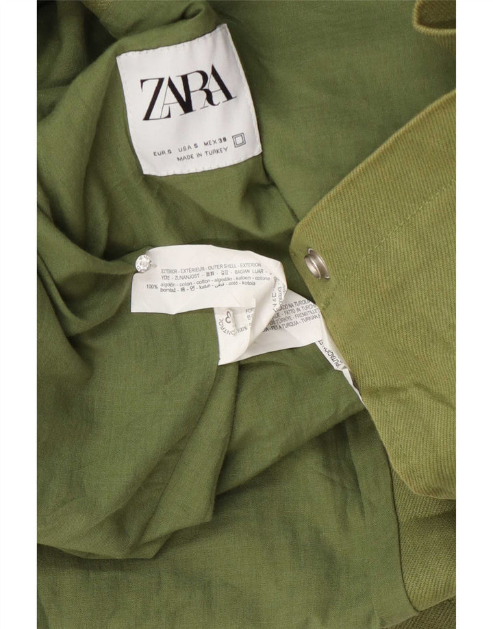 Zara Mens Bomber Jacket UK 36 Small Verde Algodón