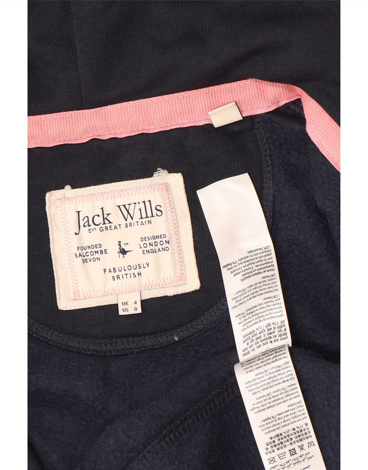 JACK WILLS Suéter con capucha y cremallera para mujer UK 4 XS Azul marino Algodón