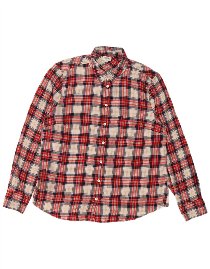 J. CREW Camisa de franela para mujer UK 46 Algodón a cuadros rojos grandes