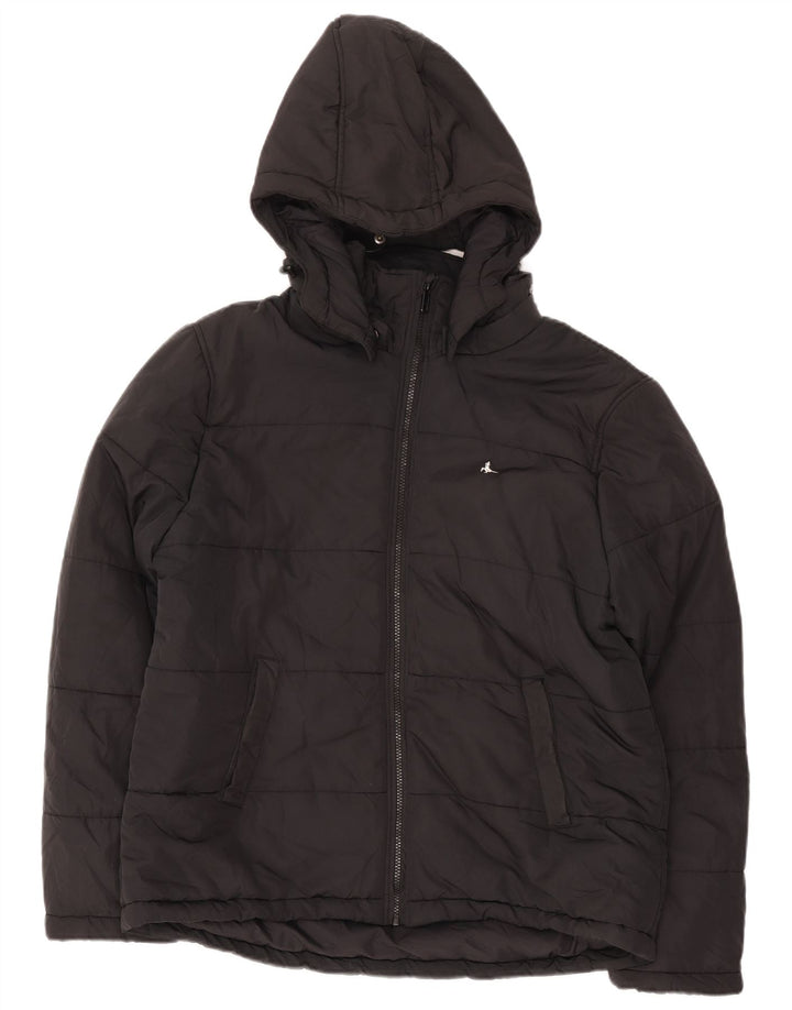 Jack Wills Chaqueta acolchada con capucha para hombre UK 42 XL Poliéster negro