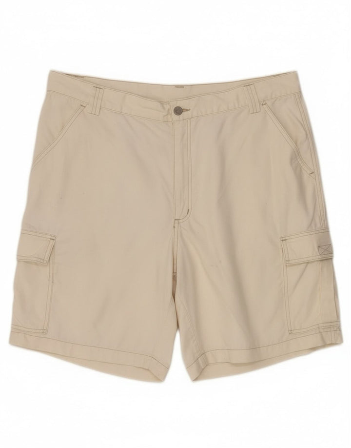 Vintage hombres cargo pantalones cortos W38 XL algodón blanco