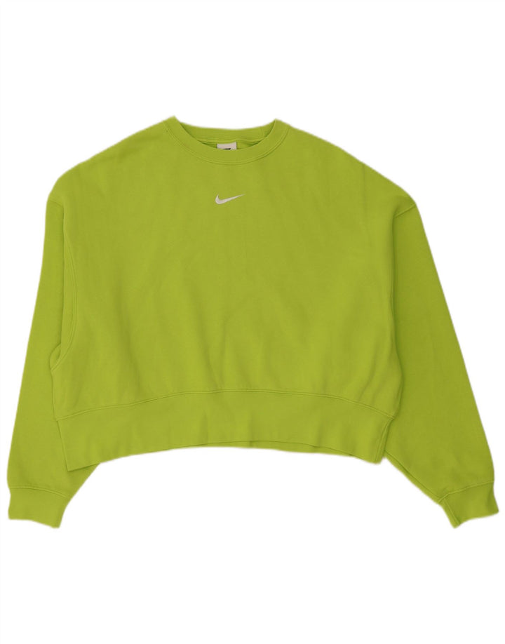Nike Mujer Crop Oversize Sudadera Jumper UK 6 XS Verde Algodón