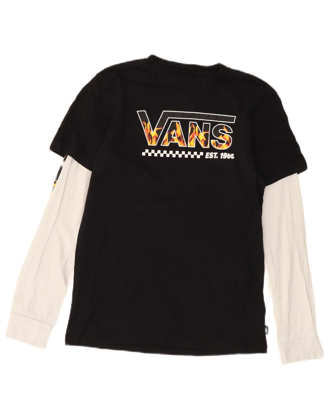 VANS Camiseta gráfica para niños de manga larga 13-14 años XL Negro Colorblock