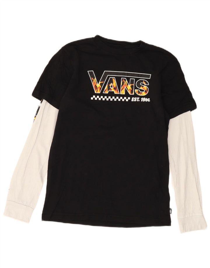 VANS Camiseta gráfica para niños de manga larga 13-14 años XL Negro Colorblock