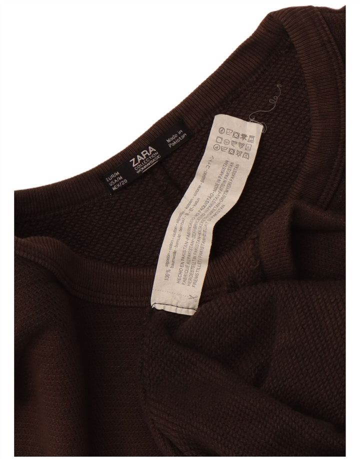 Zara Mujer Vestido Camiseta Extragrande UK 44 Algodón Marrón Medio