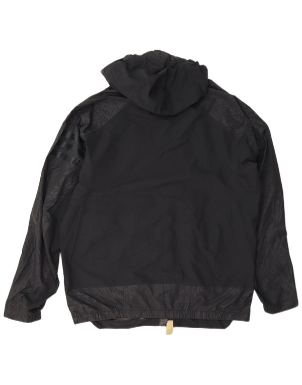 Adidas - Chaqueta impermeable con capucha para hombre, talla 40, color negro geométrico