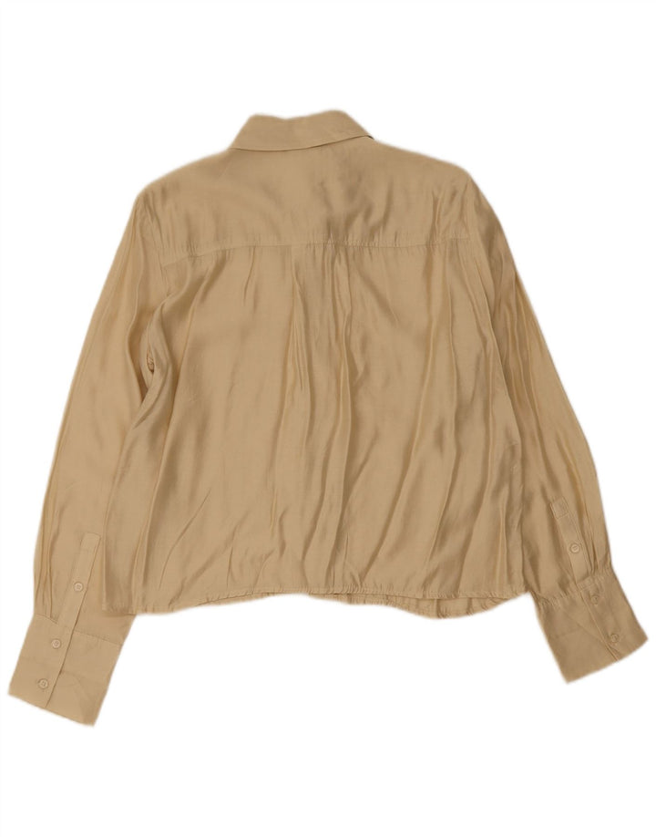 Vintage mujer camisa blusa Reino Unido 14 Medio Beige