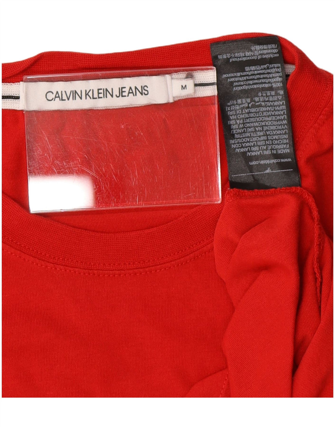 CALVIN KLEIN JEANS Camiseta gráfica para mujer Top UK 44 Algodón rojo mediano