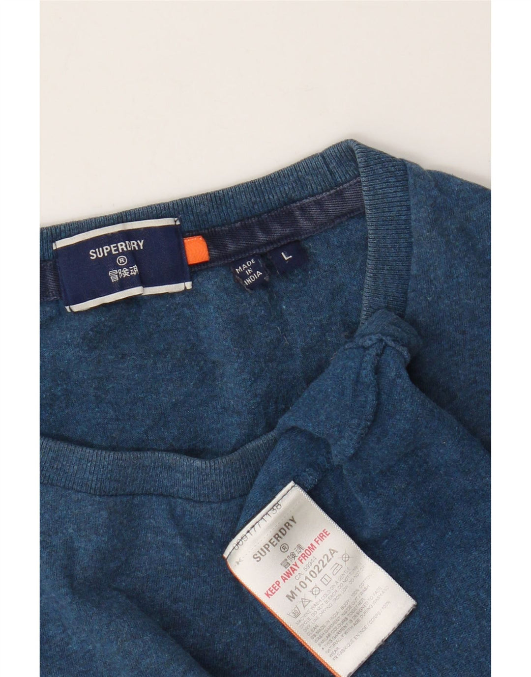 Superdry Camiseta para hombre Top Large de algodón moteado en azul