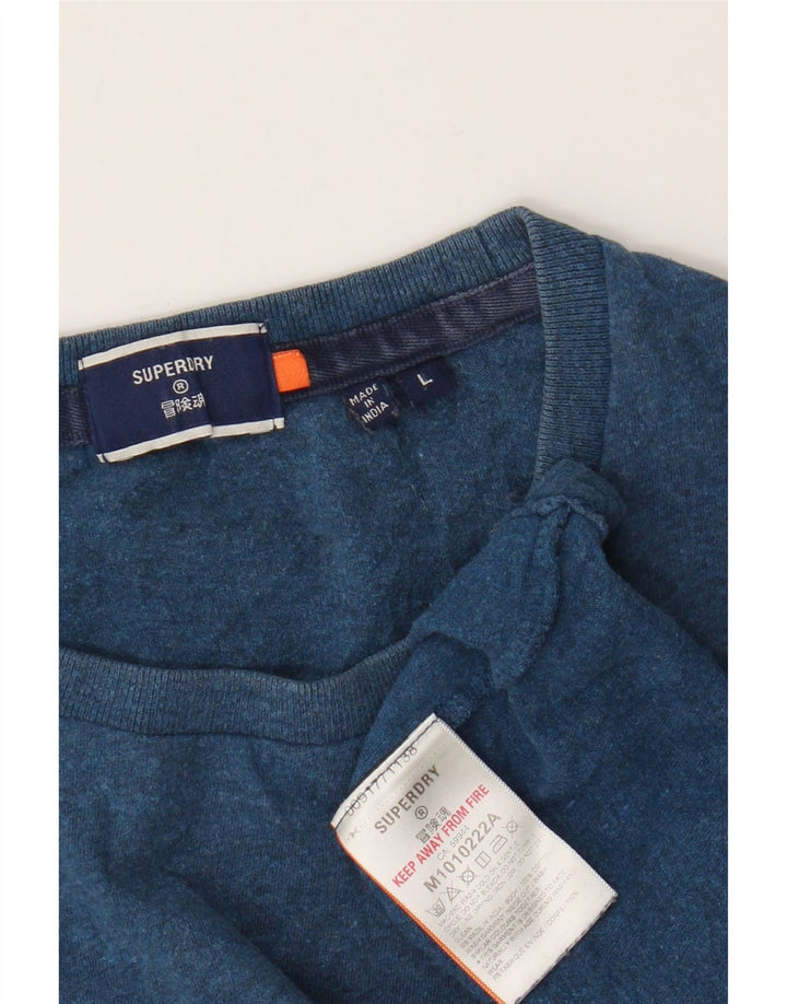 Superdry Camiseta para hombre Top Large de algodón moteado en azul