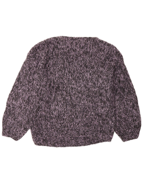 Vintage mujer barco cuello jumper suéter Reino Unido 16 grande gris Argyle/Diamond