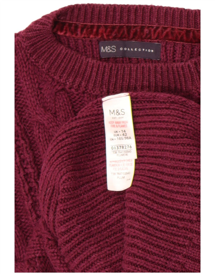 Marks & Spencer Jersey de cuello redondo para mujer, talla 40, color granate mediano
