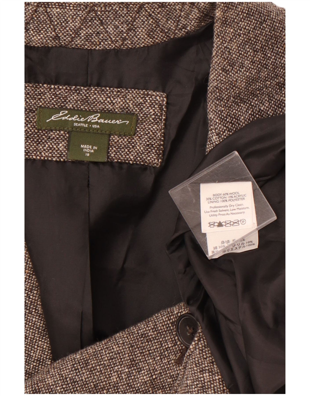 EDDIE BAUER Chaqueta Blazer de 2 Botones para Mujer US 18 2XL Lana Gris