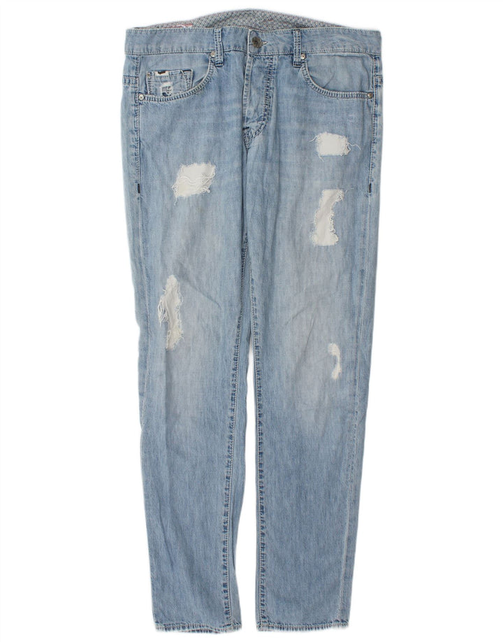 Vaqueros ajustados desgastados para hombre Gas W34 L32 Algodón azul