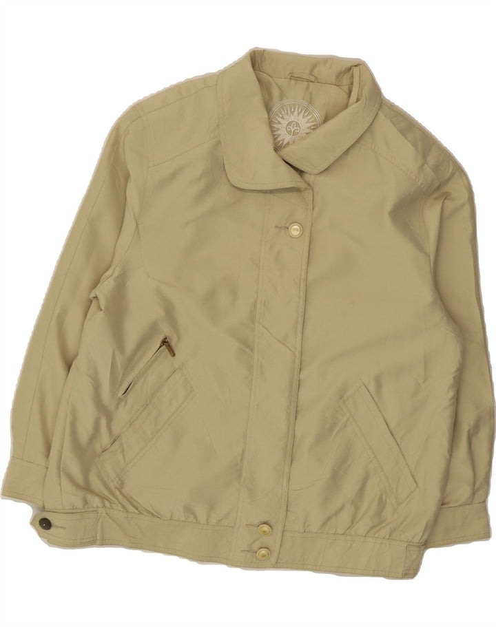 VINTAGE Womens Bomber Jacket UK 14 Large Beige Polyester Vintage Vintage and Second-Hand Vintage from Messina Hembry 