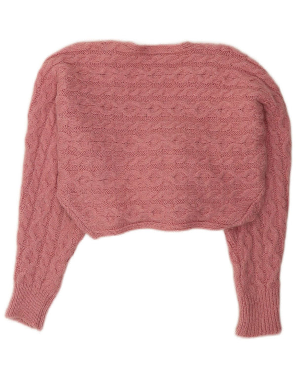 Zara Mujer Crop Suéter Cárdigan Extragrande Reino Unido 10 Pequeño Acrílico Rosa