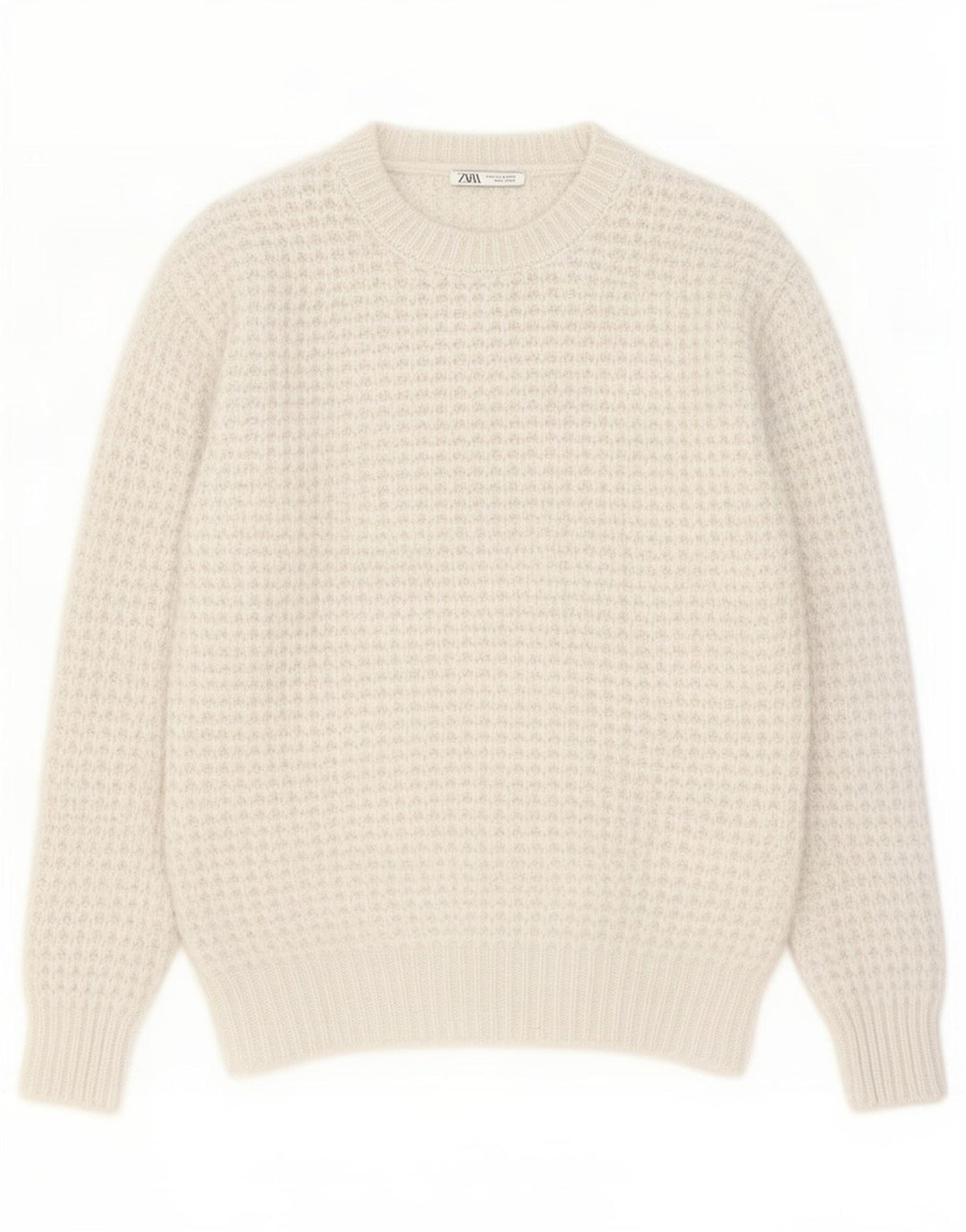 Zara Hombre Jersey Cuello Redondo Jersey Medio Blanco Poliéster