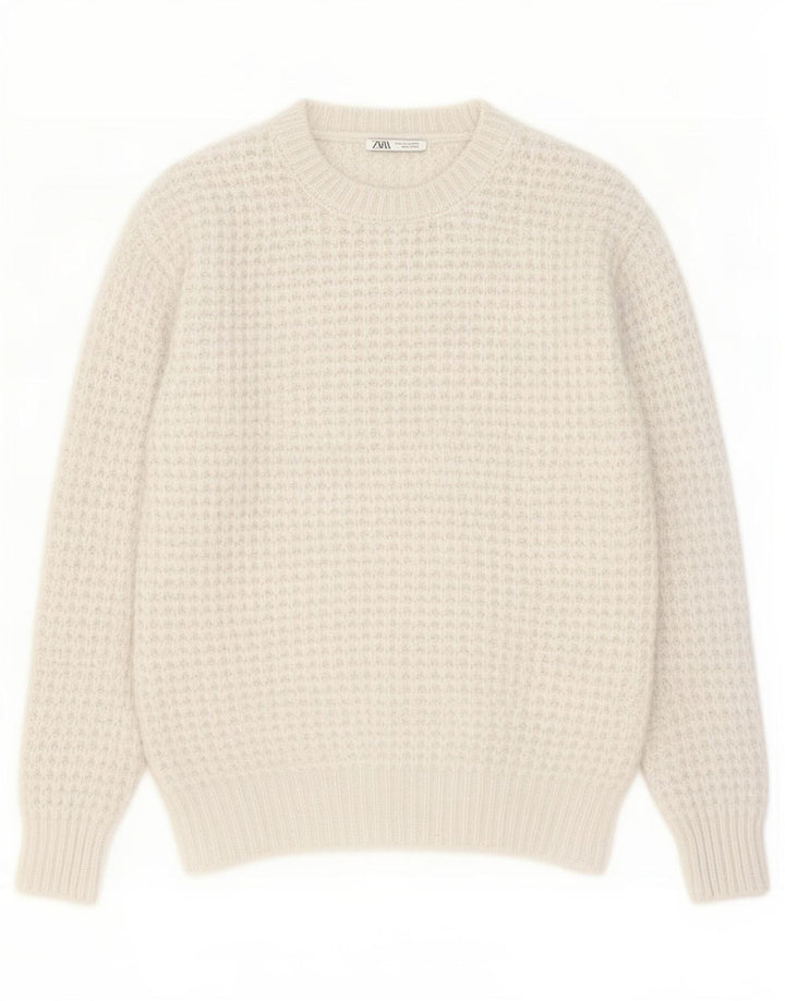 Zara Hombre Jersey Cuello Redondo Jersey Medio Blanco Poliéster