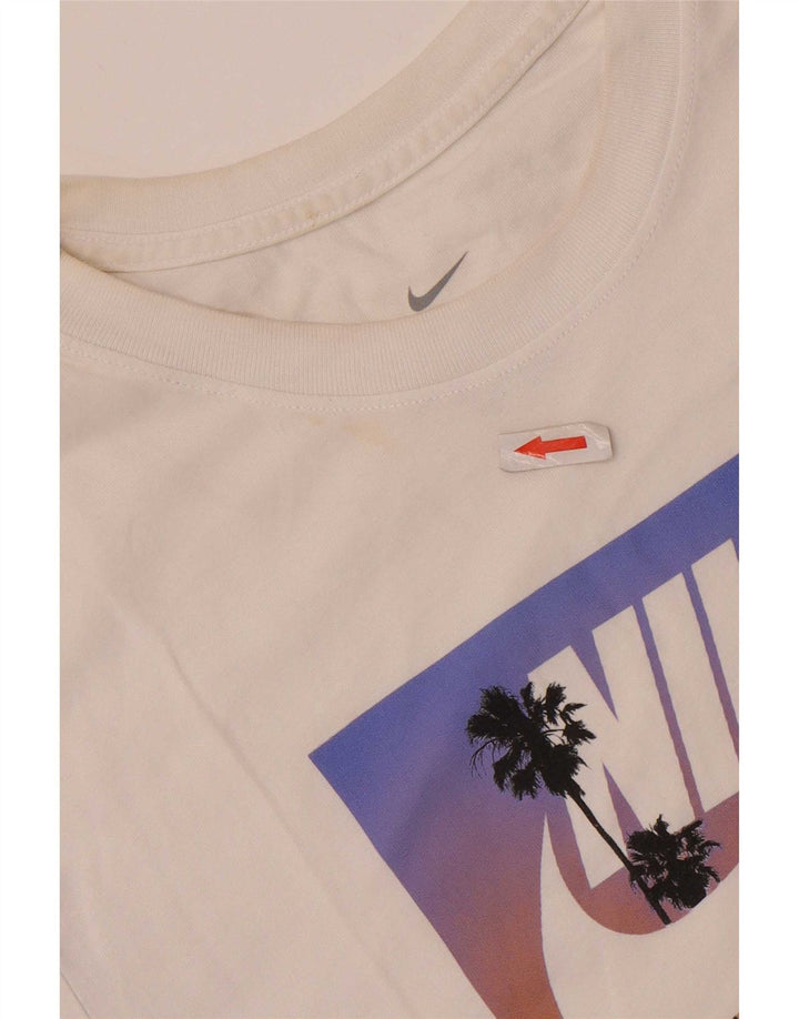 Nike Camiseta gráfica para hombre Top mediano de algodón blanco