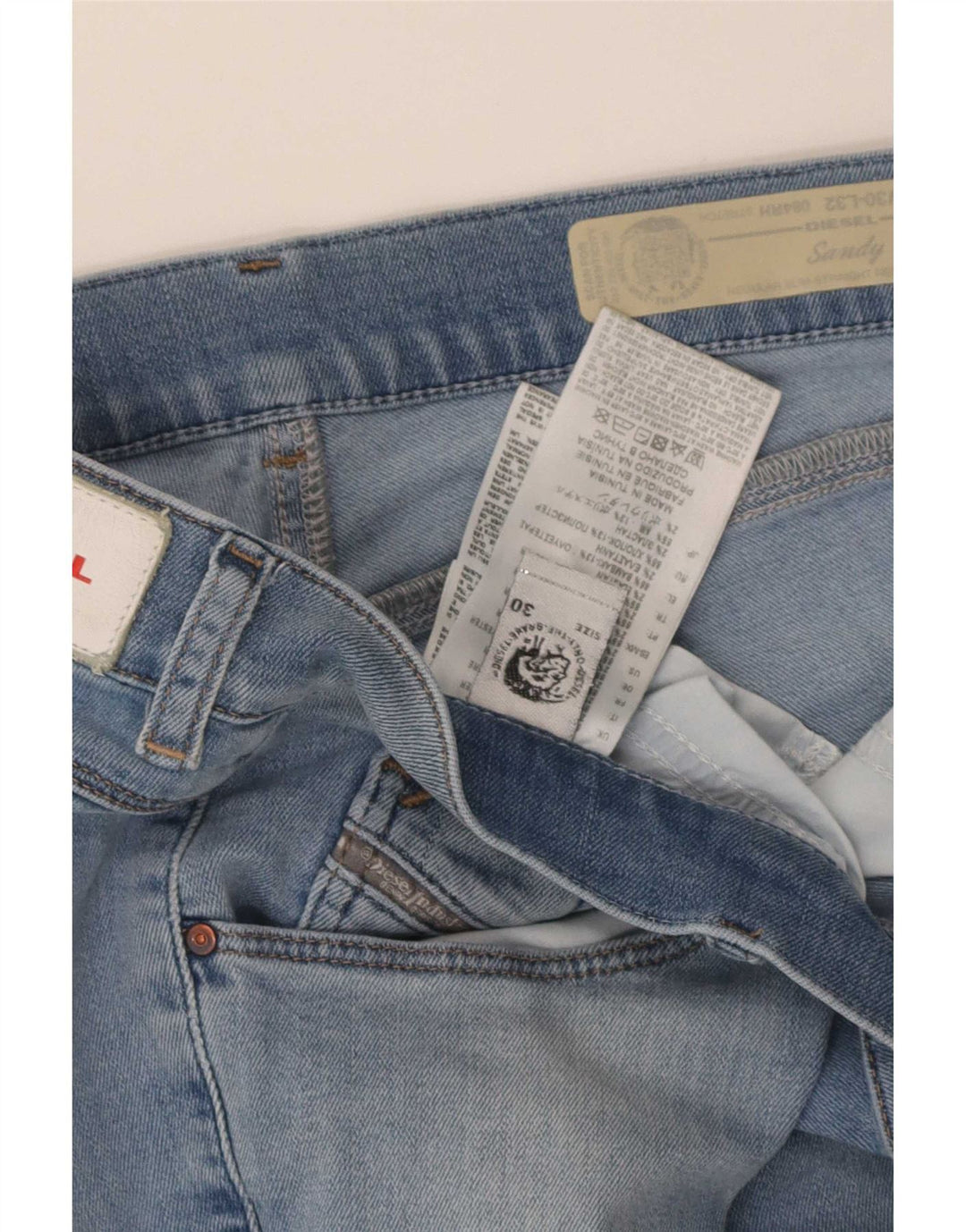 Diesel Hombre Sandy Regular Slim Vaqueros Rectos W30 L32 Algodón Azul