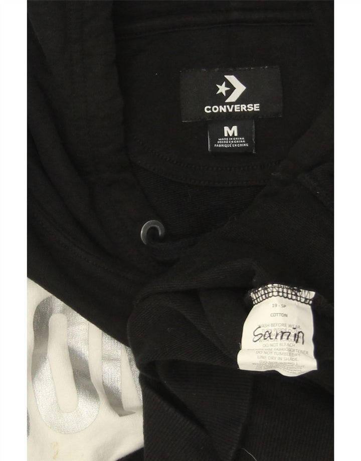 CONVERSE Hombre Sudadera con capucha gráfica Jersey de algodón color block mediano negro
