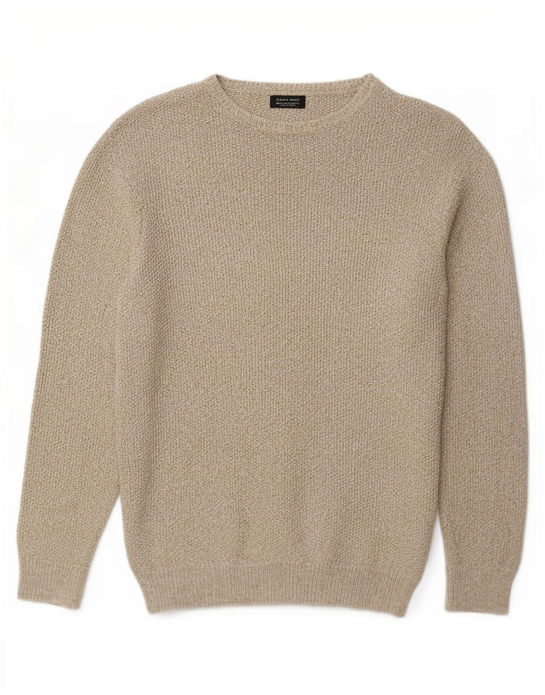 Zara Hombre Jersey Con Cuello Barco XL Gris Moteado