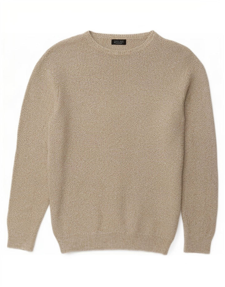 Zara Hombre Jersey Con Cuello Barco XL Gris Moteado