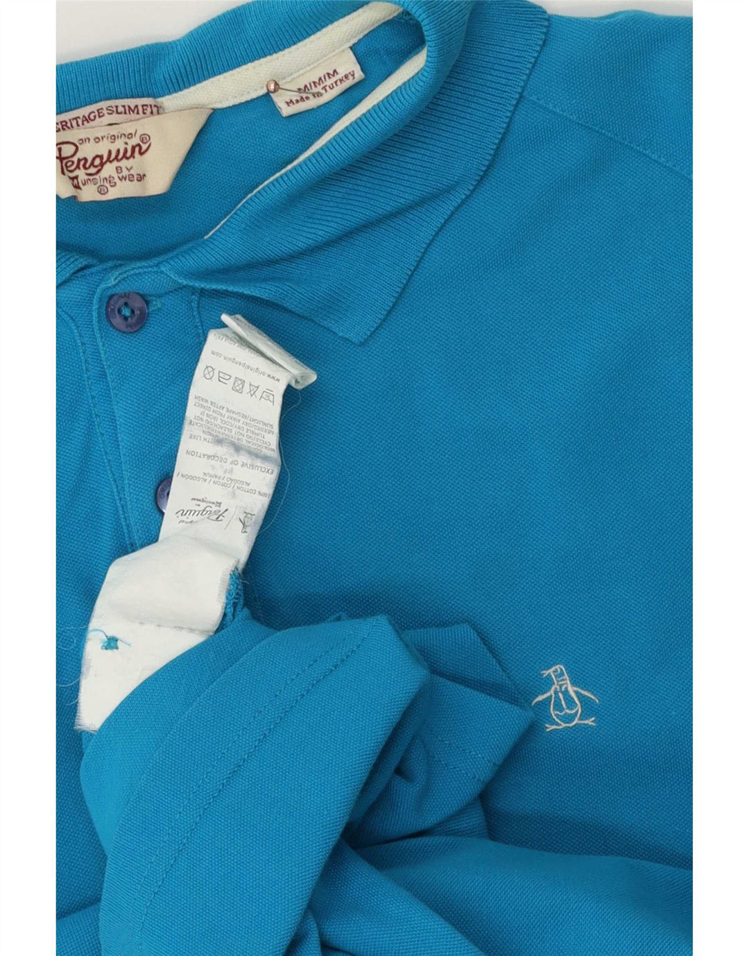 Penguin Hombre Heritage Slim Fit Polo De Algodón Azul Medio