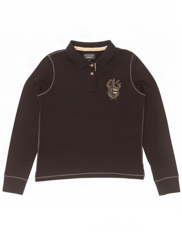 Ralph Lauren Polo de manga larga gráfico para mujer UK 18 XL Algodón negro